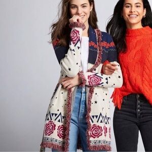 525 America Jacquard Belt Cardigan small